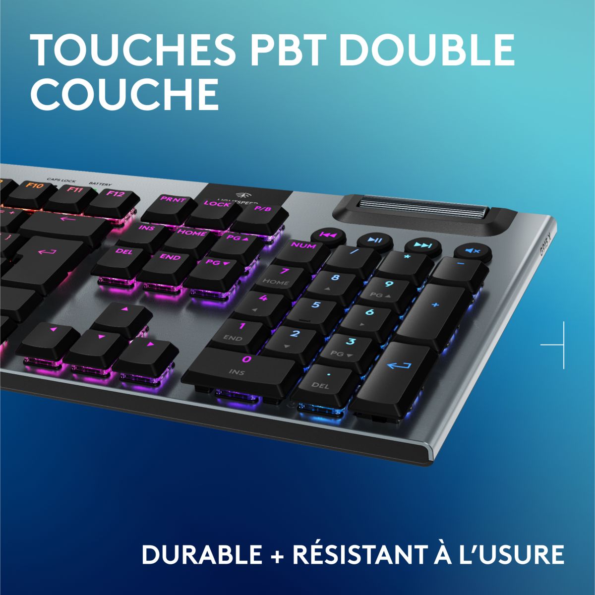 Clavier gamer sans fil G915 X Lightspeed Clicky Noir couleur unique, LOGITECH