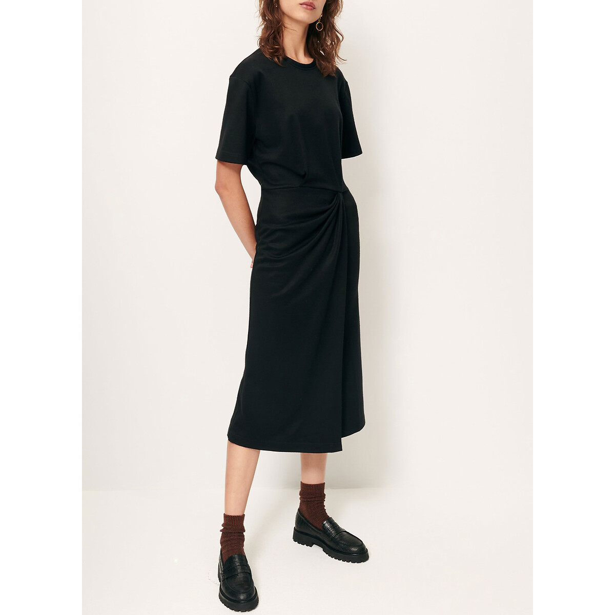 Brera Mid-Length Dress with Short Sleeves black, SESSUN