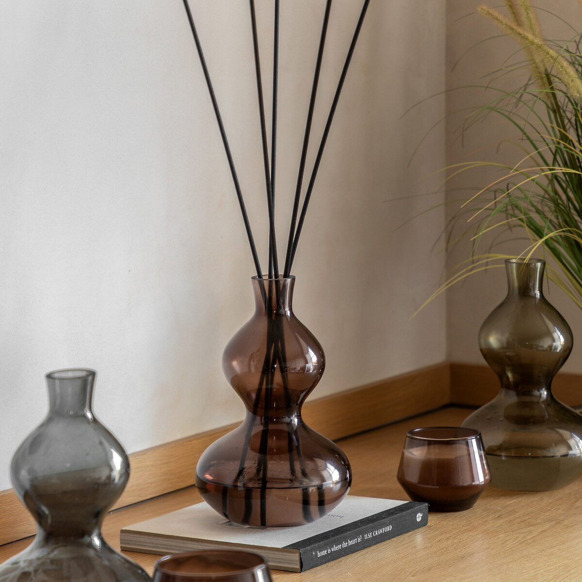 500ml Rose Oud Brown Glass Diffuser brown , SO'HOME