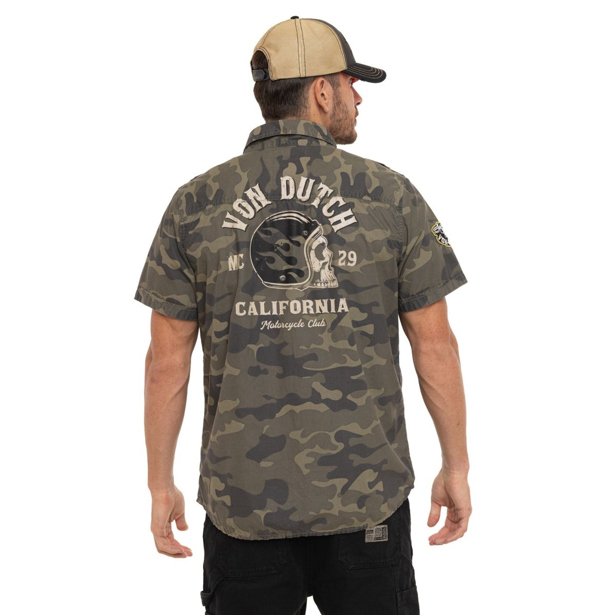 Chemise en coton DEREK camouflage/noir/blanc, VON DUTCH