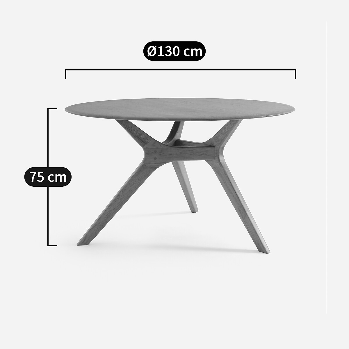 Tavolo rotondo in rovere massiccio Ø130 cm, Maricielo quercia naturale, AM.PM