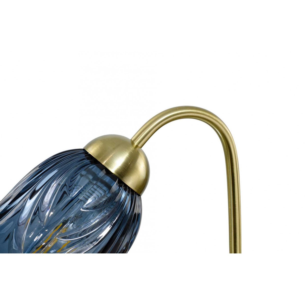 Lampe à poser en métal & verre avec un cordon textile, ARELI bleu, C-CREATION