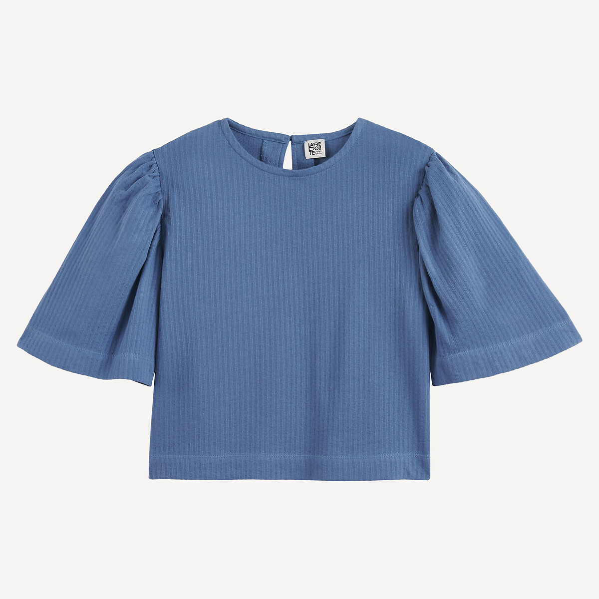 T-shirt com efeito blusa e gola redonda, mangas borboleta azul, LA REDOUTE COLLECTIONS