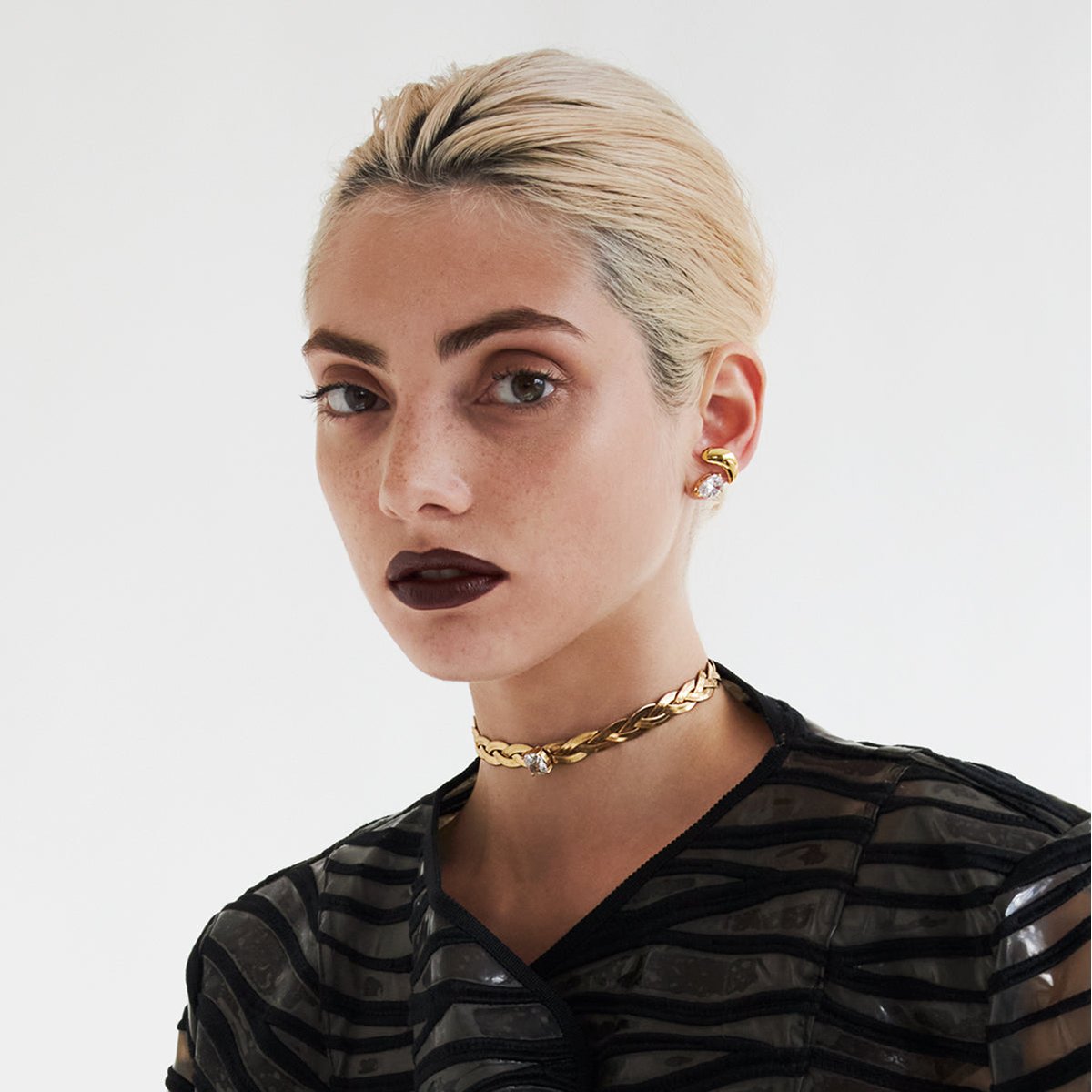 Collier choker doré triple - kalista blanc, CAROLINE NAJMAN