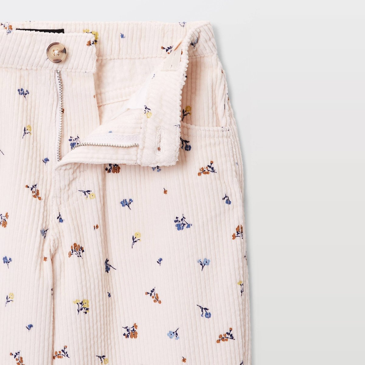 Pantalon en velours côtelé imprimé amaretti, MONOPRIX