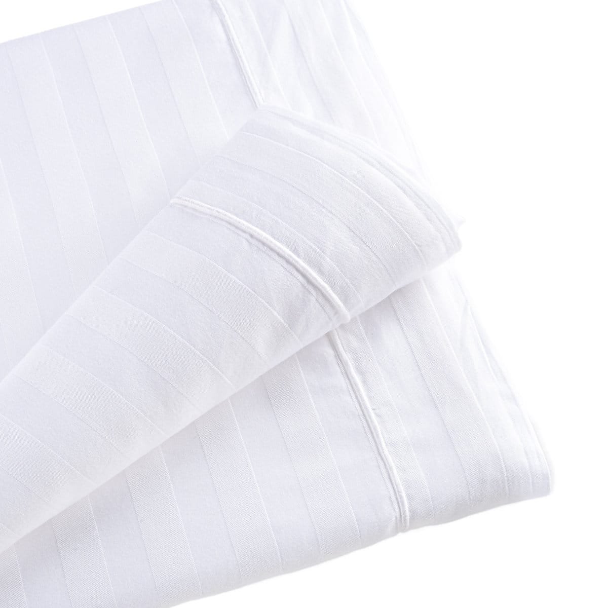 Lot de 2 taies d'oreiller coton bande satin 120 fils REVE BLANC blanc, LINANDELLE