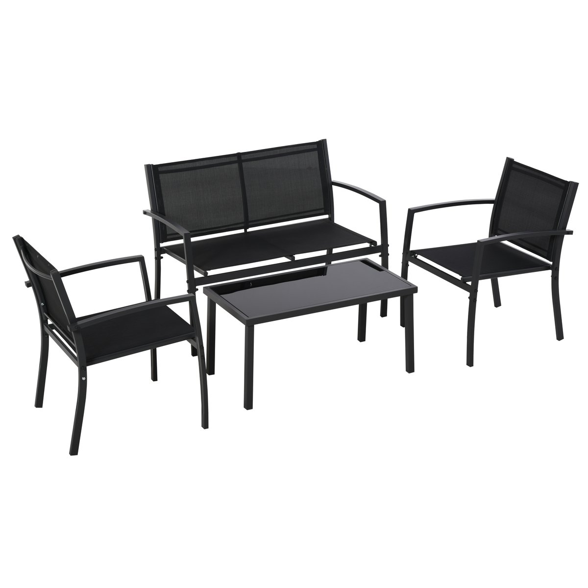 Salon de jardin 4 places noir, OUTSUNNY