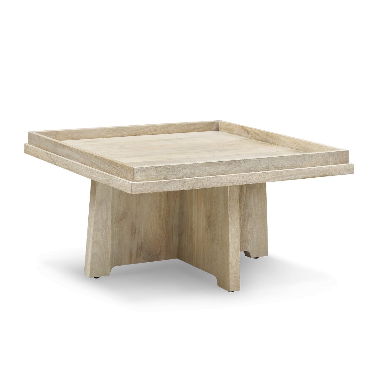 Table basse carrée en bois massif, ALBA marron clair, BOBOCHIC