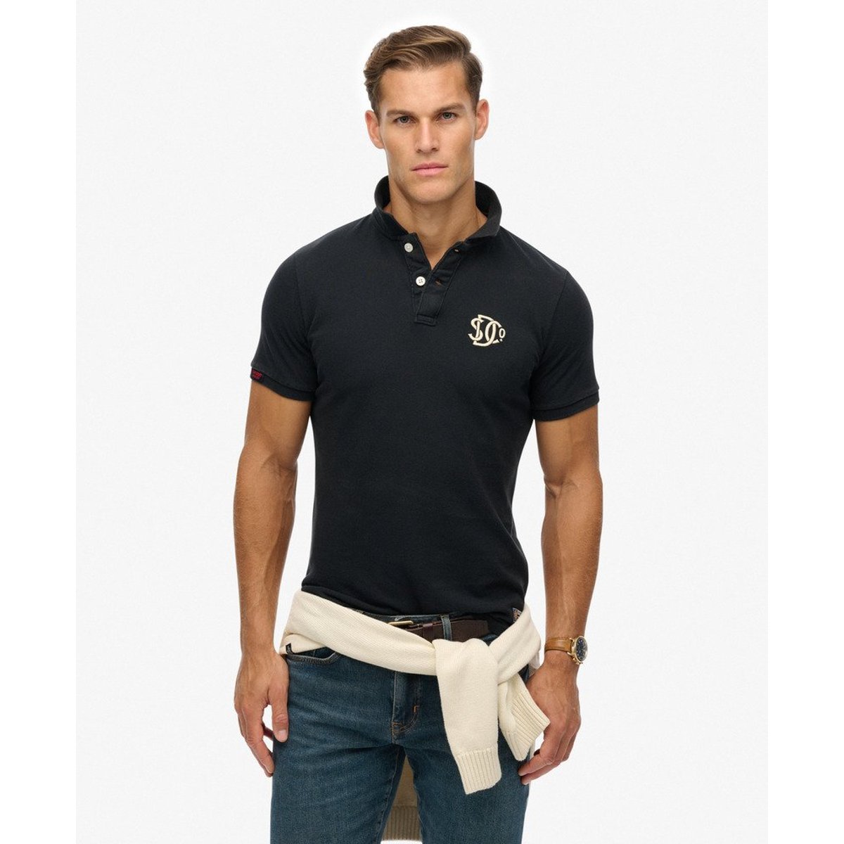 Polo Vintage Athletic Brodé bleu marine éclipse, SUPERDRY