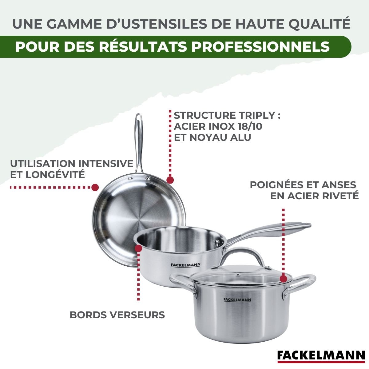 1 poêle 26cm + 2 faitouts 20/24cm + 2 casseroles 14/18cm VITA3 gris, FACKELMANN