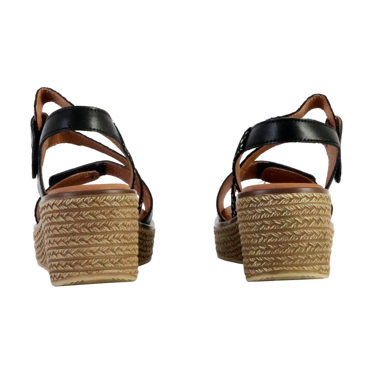 Sandale Compensé Cuir Alénoa noir, THE DIVINE FACTORY