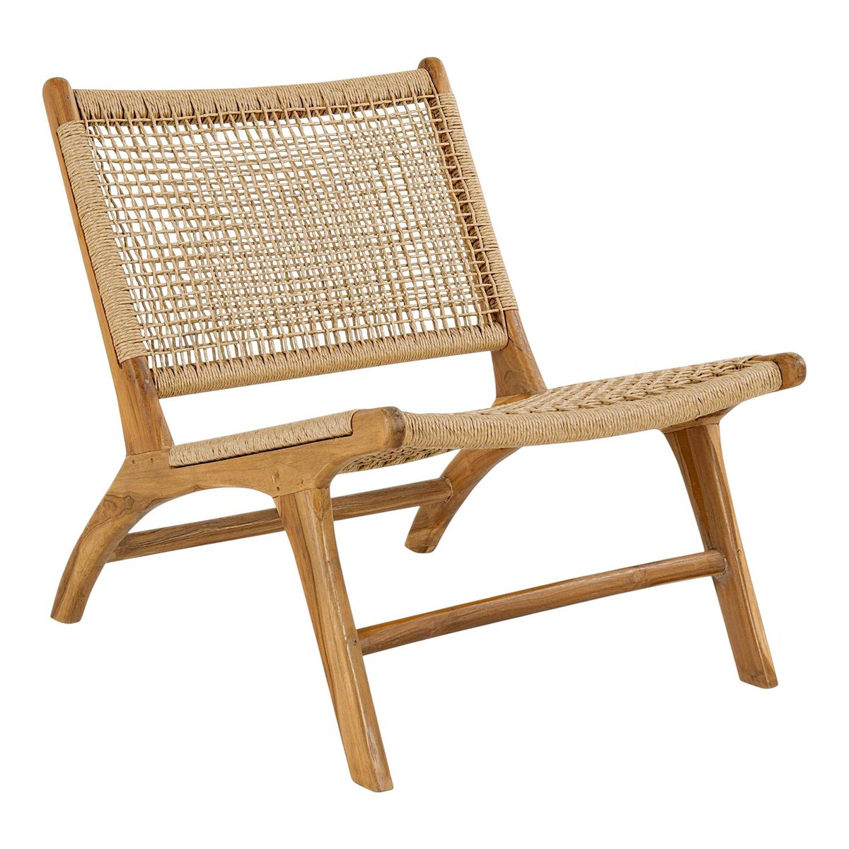 Chaise relax en teck avec repose-pieds ROTTERDAM bois naturel, PIER IMPORT