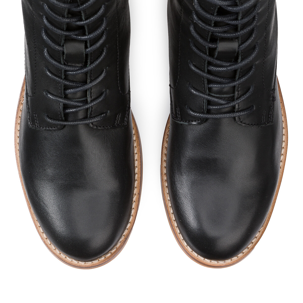 Leather Ankle Boots with Laces black, LA REDOUTE COLLECTIONS