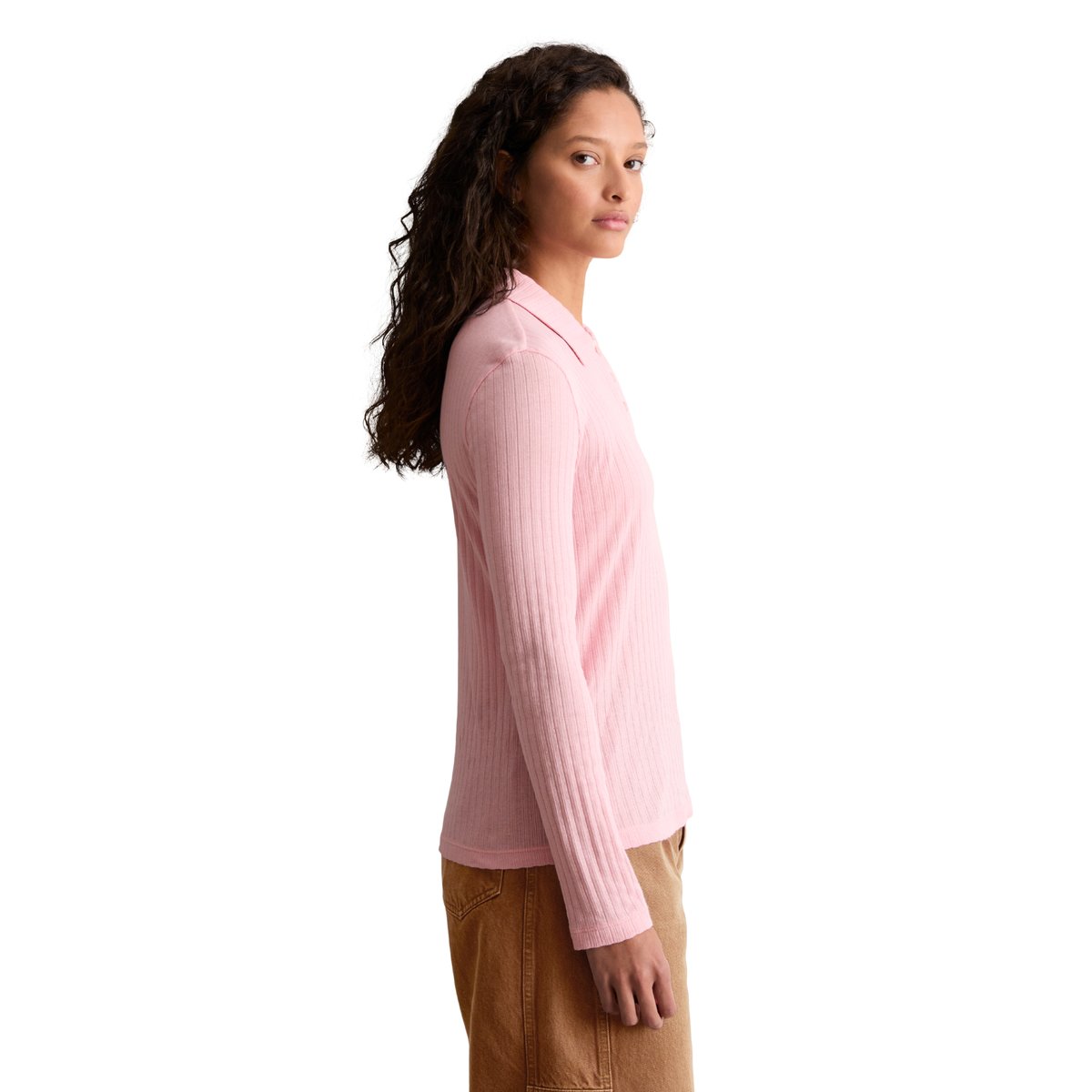 Polo slim en jersey ajouré à côtes rose bonbon, MARC O’POLO DENIM
