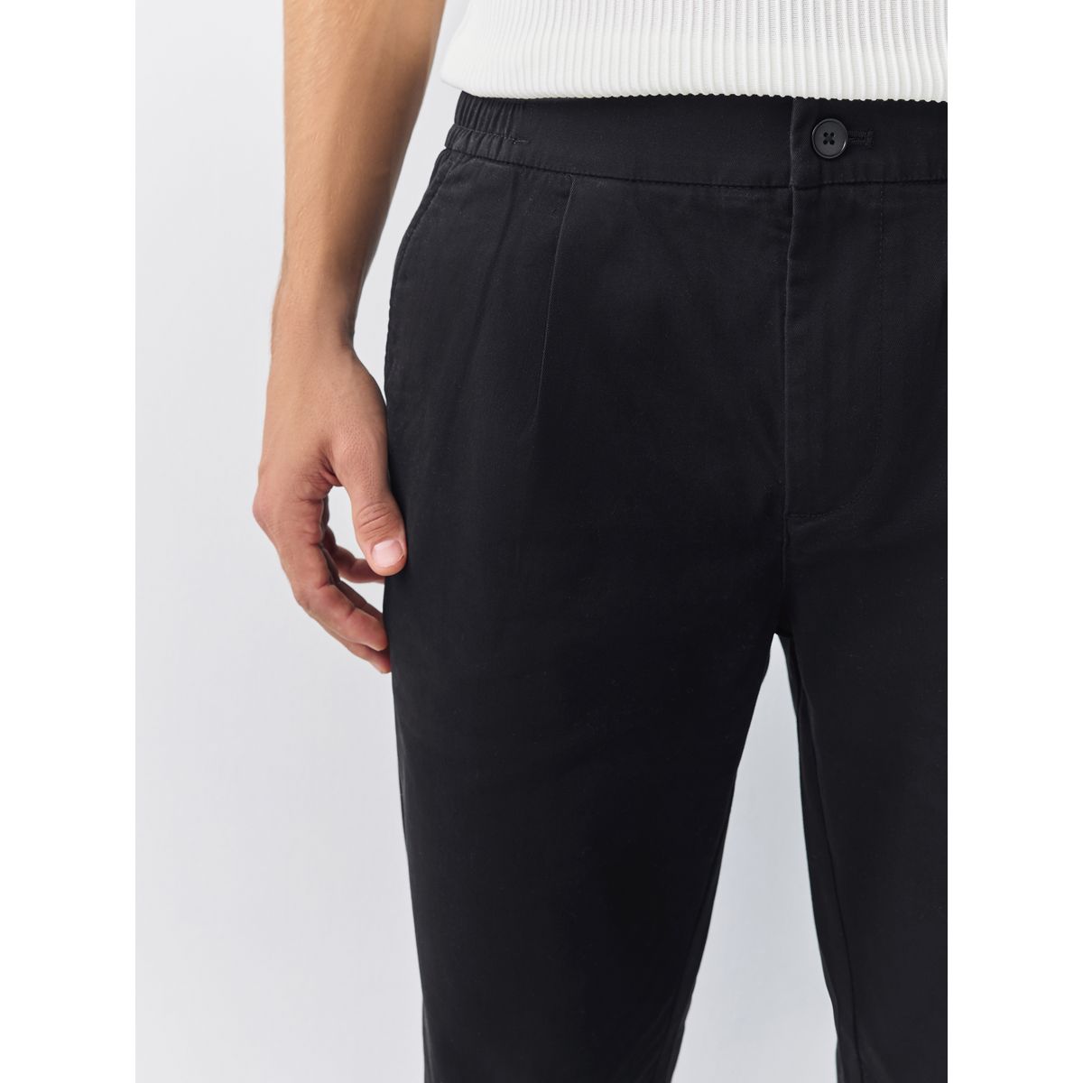 Pantalon chino stretch noir, NEXT