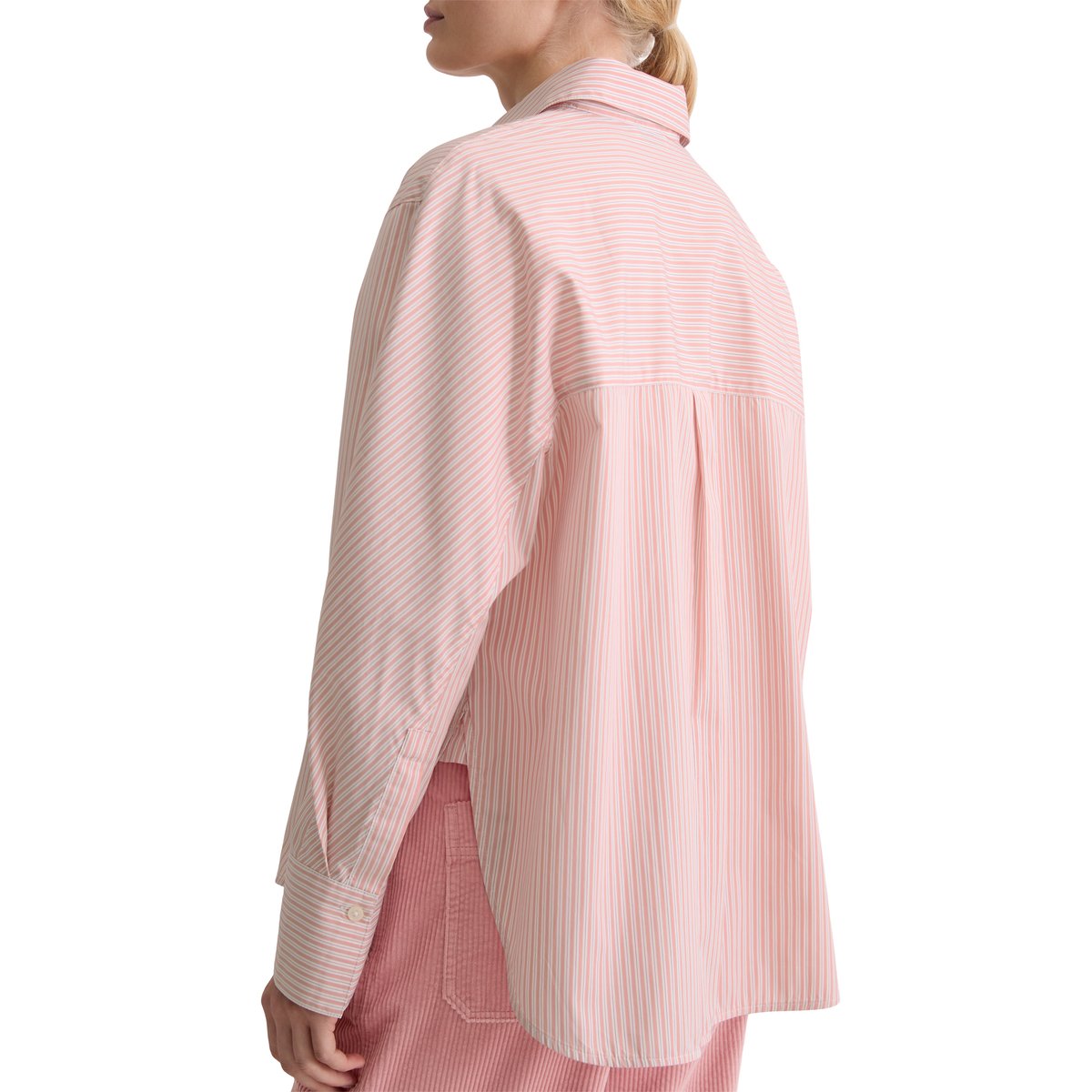 Blouse à rayures oversize en popeline de coton premium rose bonbon, MARC O'POLO
