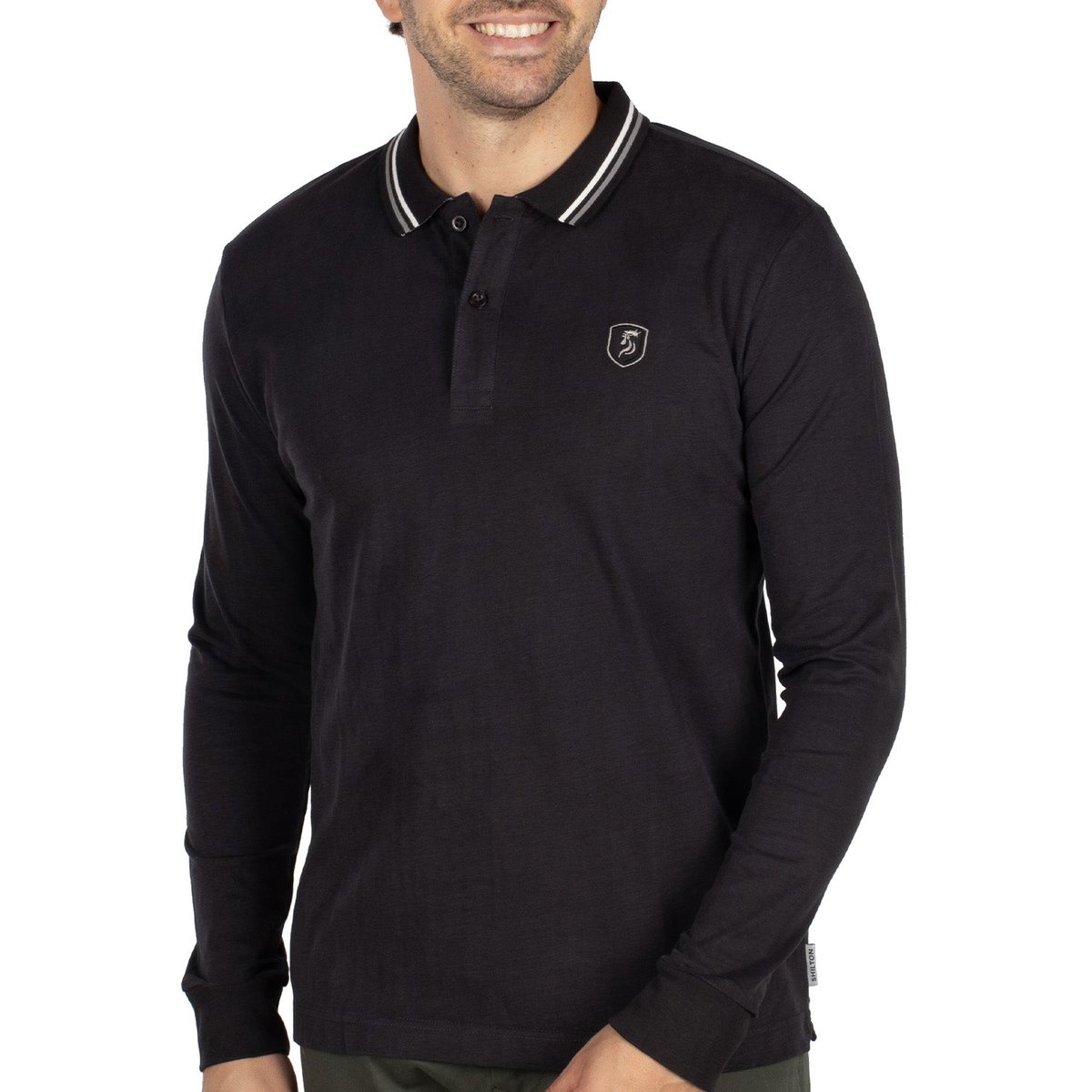 Polo basic uni noir, SHILTON