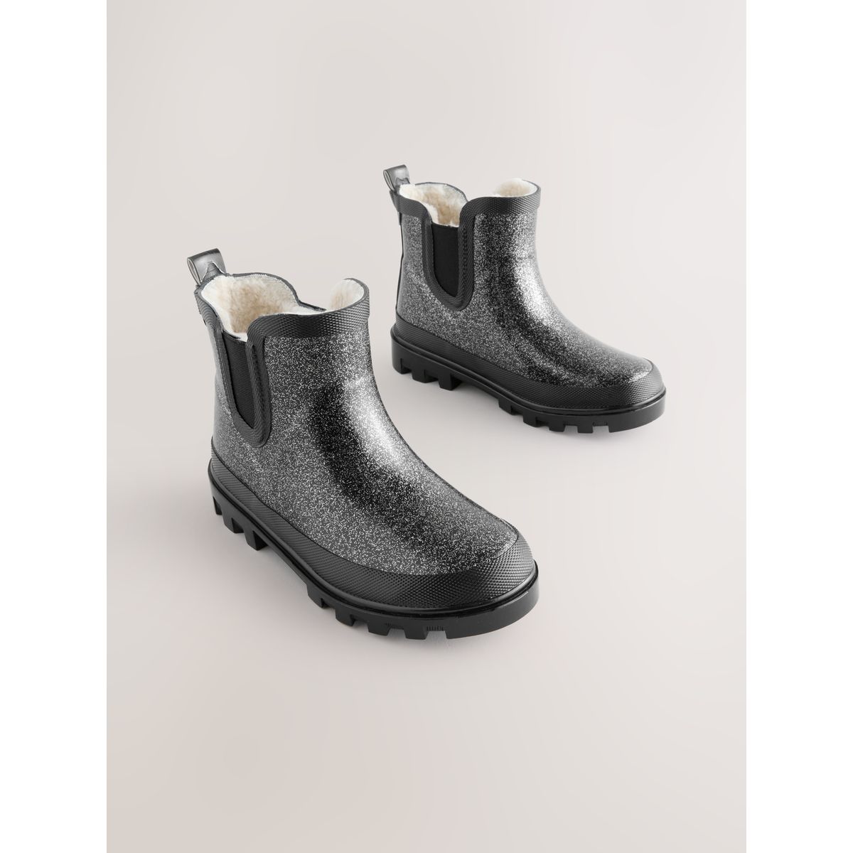 Bottines chelsea en caoutchouc noir pailleté, NEXT