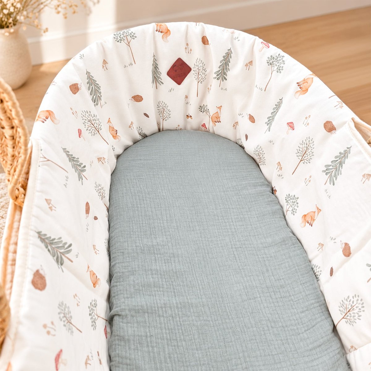 Habillage couffin panier moïse satin de coton FOREST écru, SEVIRA KIDS