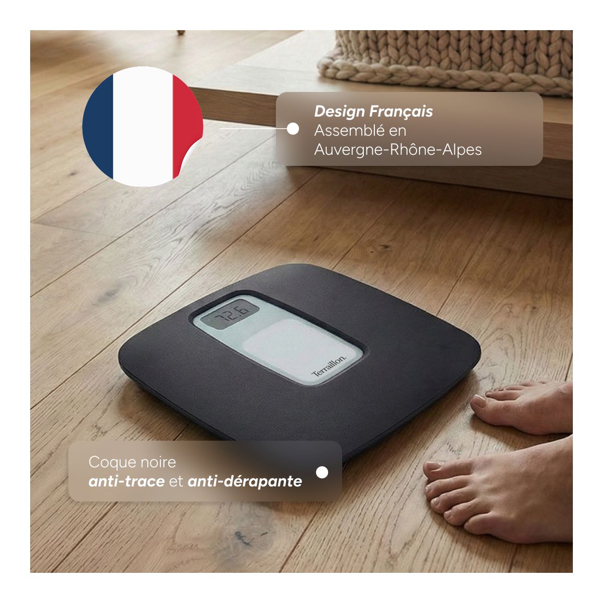 Pèse personne Frenchy noir, TERRAILLON