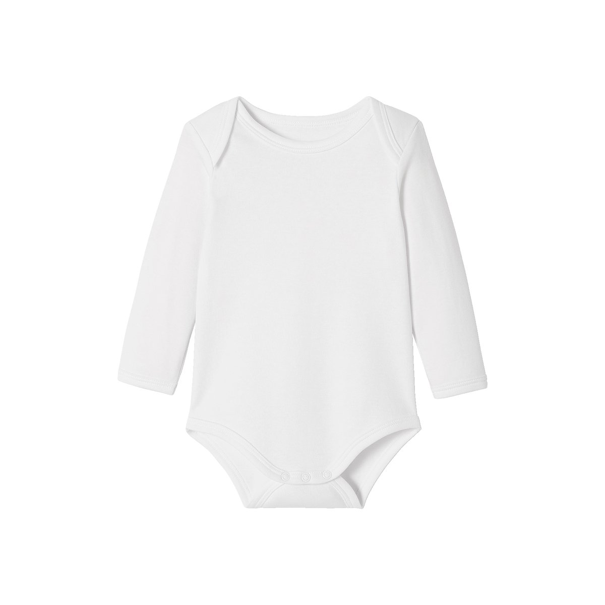 Lot de 5 bodies manches longues ouverture US BASICS lot blanc, VERTBAUDET