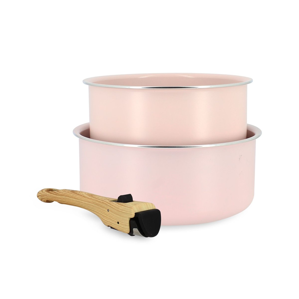 Set 2 casseroles 16/18 cm en aluminium avec poignée, COLORAMA rose, MENASTYL