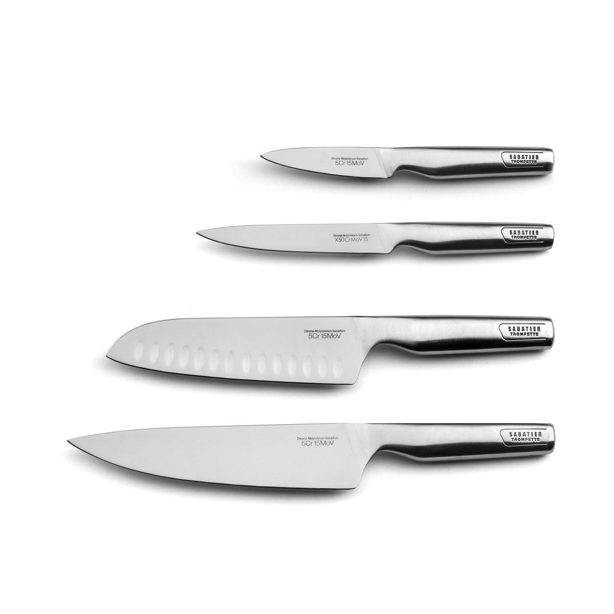 Bloc magnétique 4 couteaux de cuisine - ASEAN gris, SABATIER TROMPETTE