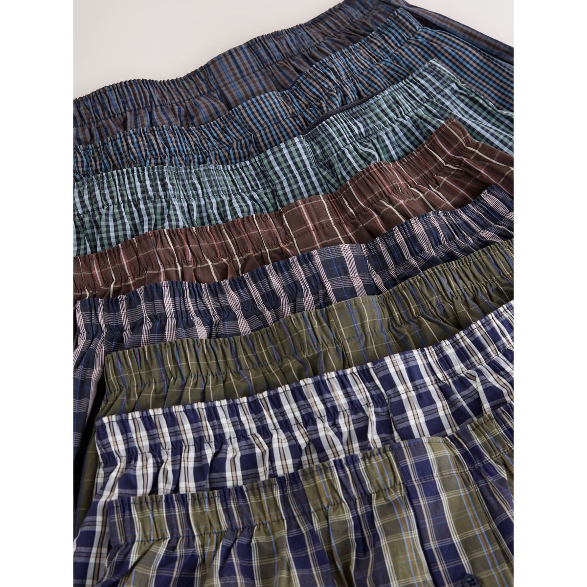 Boxer tissu carreaux bleu marine/vert, NEXT