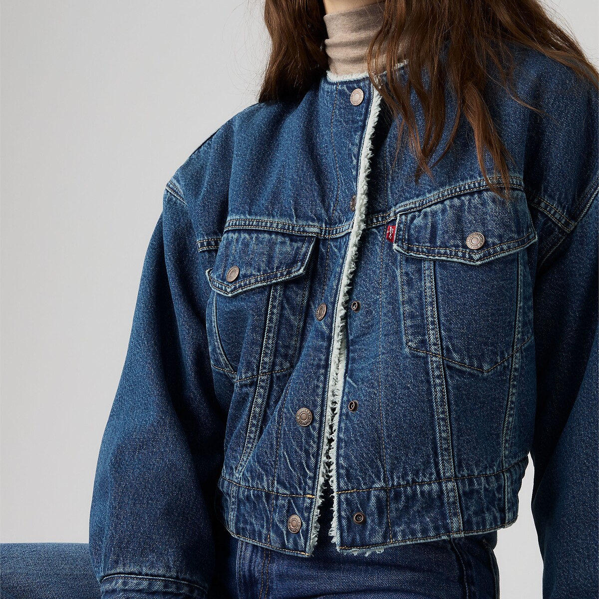 Giacca in denim collo rotondo sherpa rogue rumor, LEVI'S