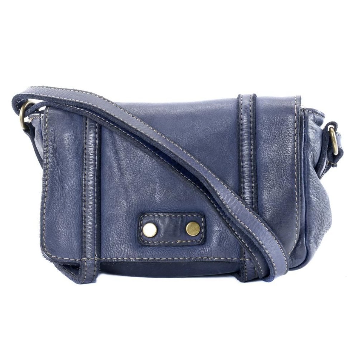 Sac à main en cuir lisse italien MELBOURNE bleu foncé, OH MY BAG