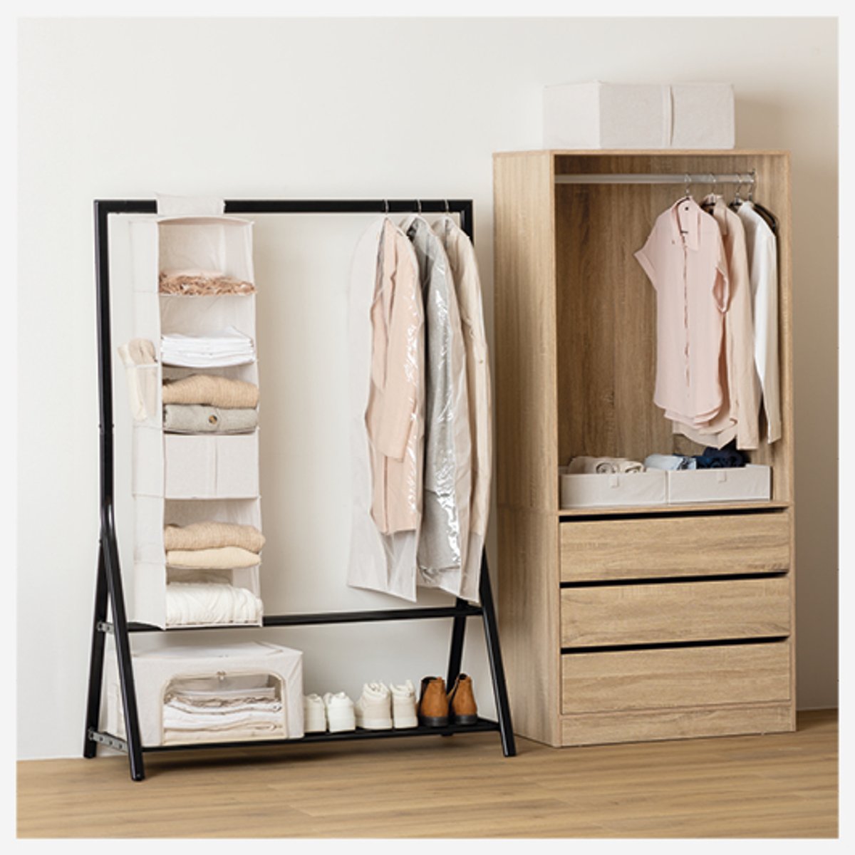 Housse de rangement suspendue pour vêtements GROOMY beige, 5FIVE SIMPLY SMART