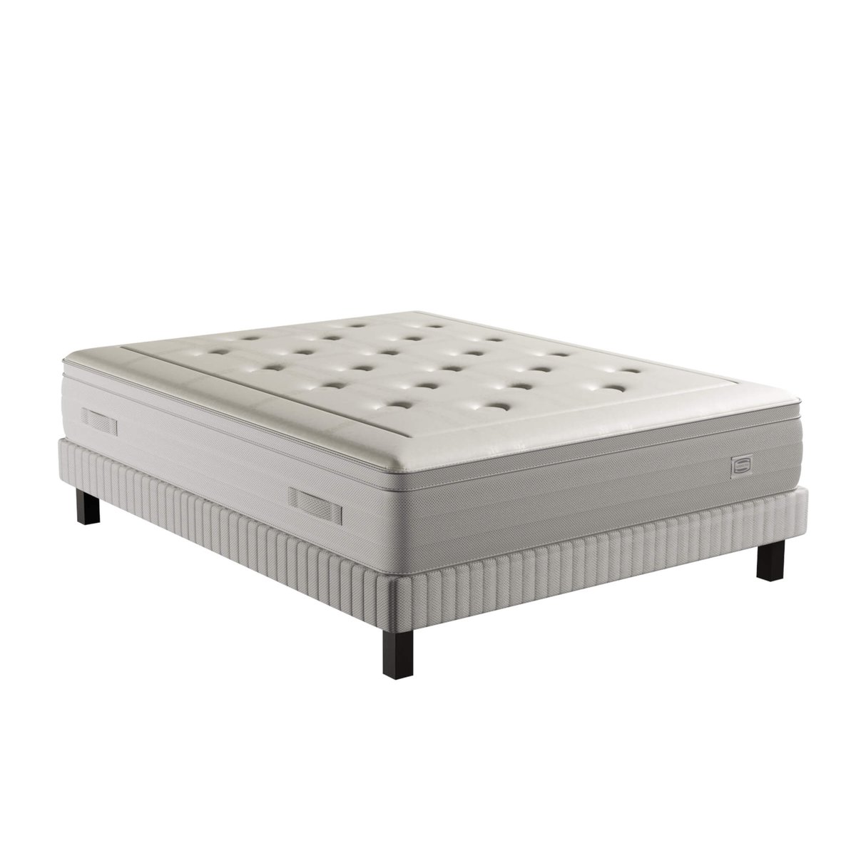 Ensemble matelas 651 ressorts ensachés + mousse mémoire de forme, sommier, pieds SW6 blanc, SIMMONS