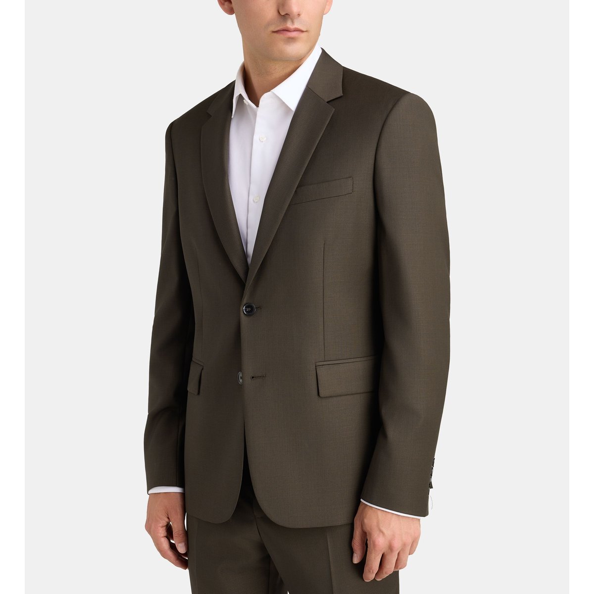 Veste de costume ajustée bruni micro points laine marron taupe, COMPTOIR GL