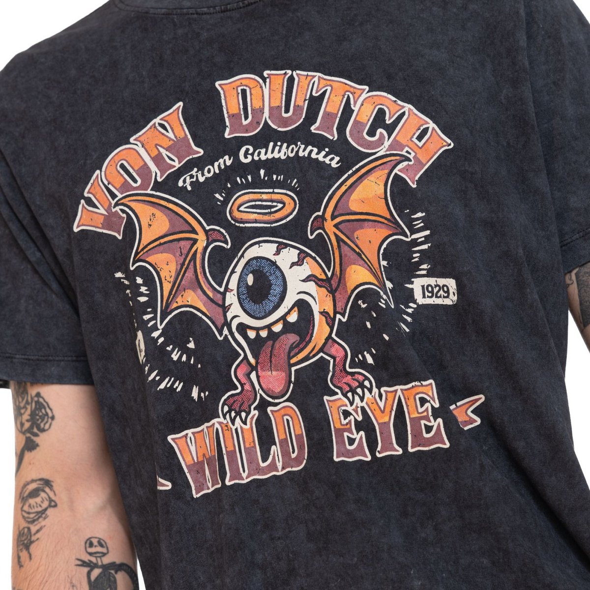 Tee shirt coton LEO gris/orange/mauve/blanc, VON DUTCH