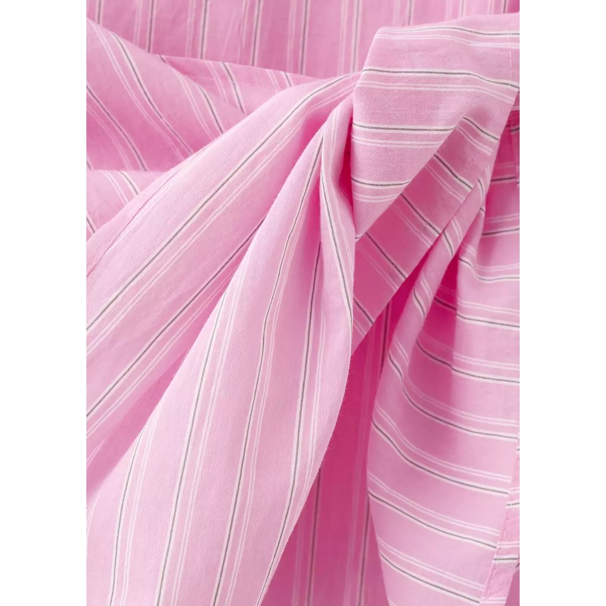 Chemise en coton à rayures avec lien à nouer rose, MANGO