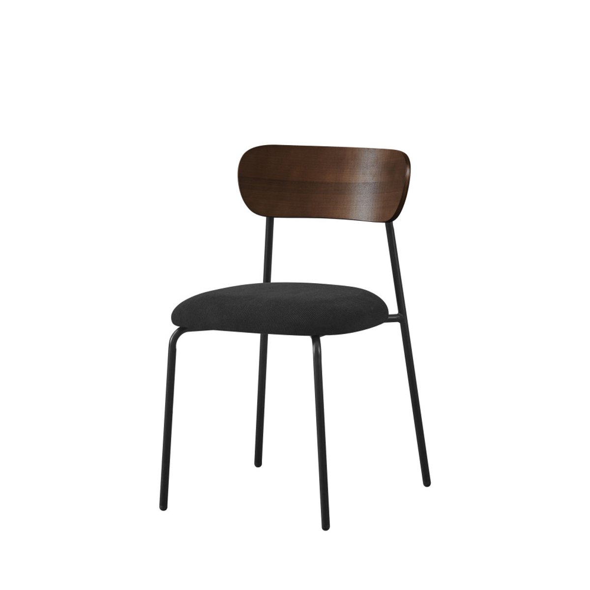 Lot de 2 chaises en bois foncé velours côtelé et métal- JESS noir, DRAWER