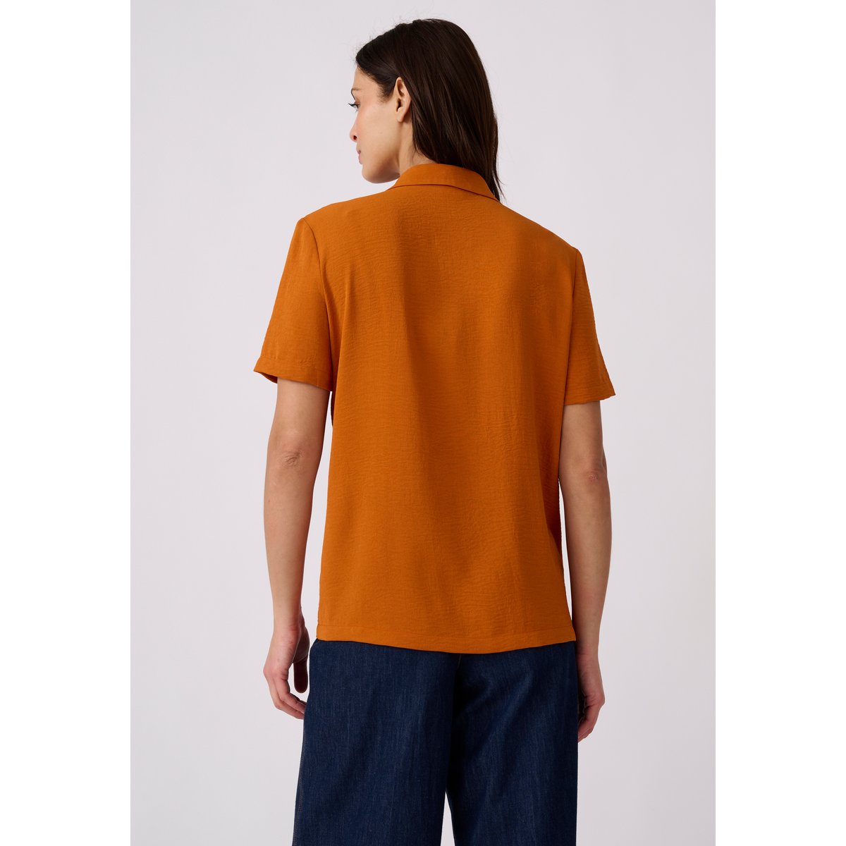 Chemisier tissu crêpe effet froissé orange ambre, DAMART