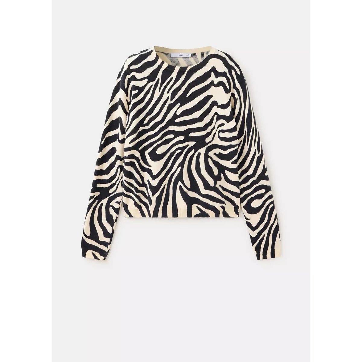 Pull en maille fine motif zèbre noir, MANGO