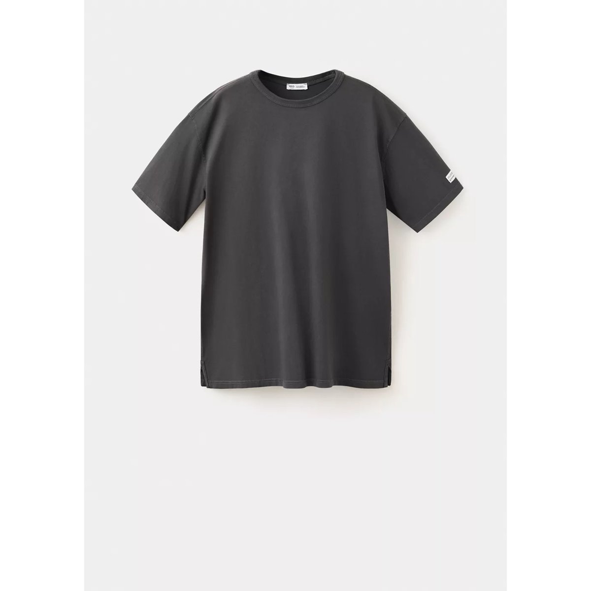 T-shirt coton manches courtes gris anthracite, MANGO TEEN