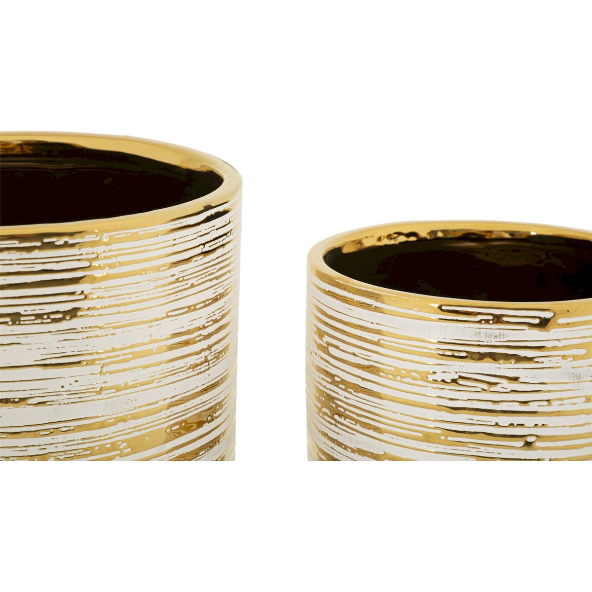Lot de 2 vases en céramique reliefs GLAM blanc et or, RECOLLECTION