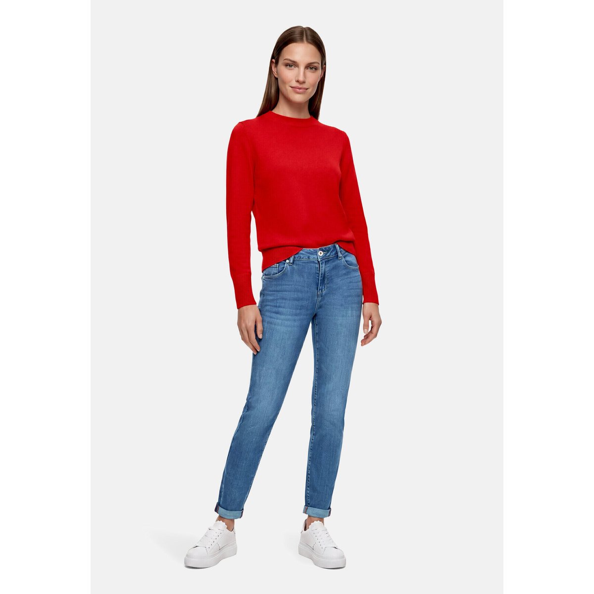 Pull-over en maille à col droit high risk red, BETTY BARCLAY