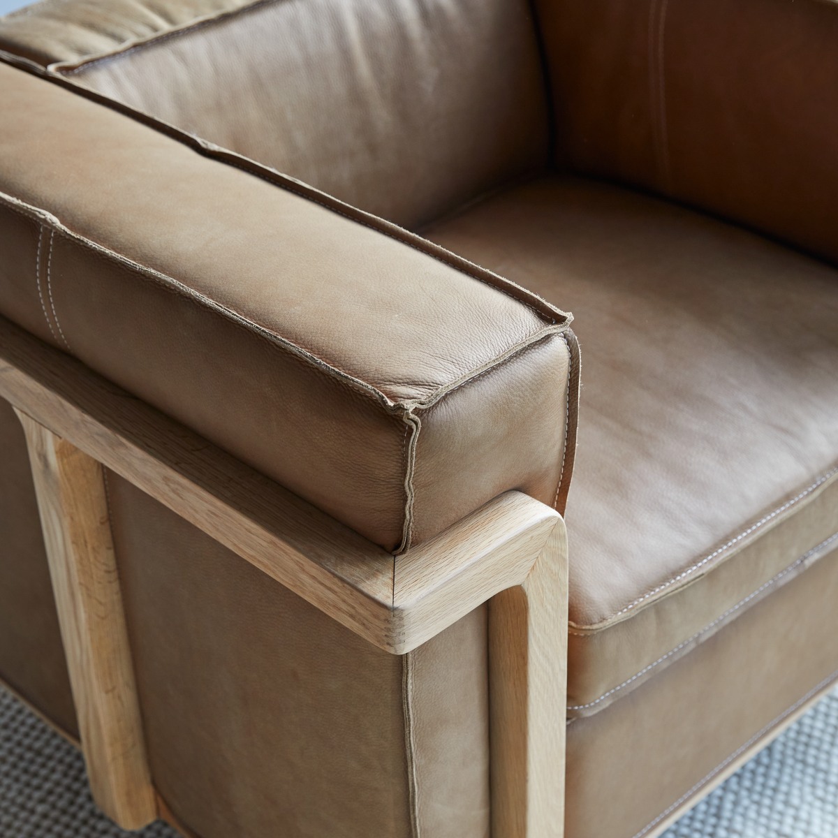 Fauteuil en Cuir massif, COBBELWOOD marron, TIKAMOON