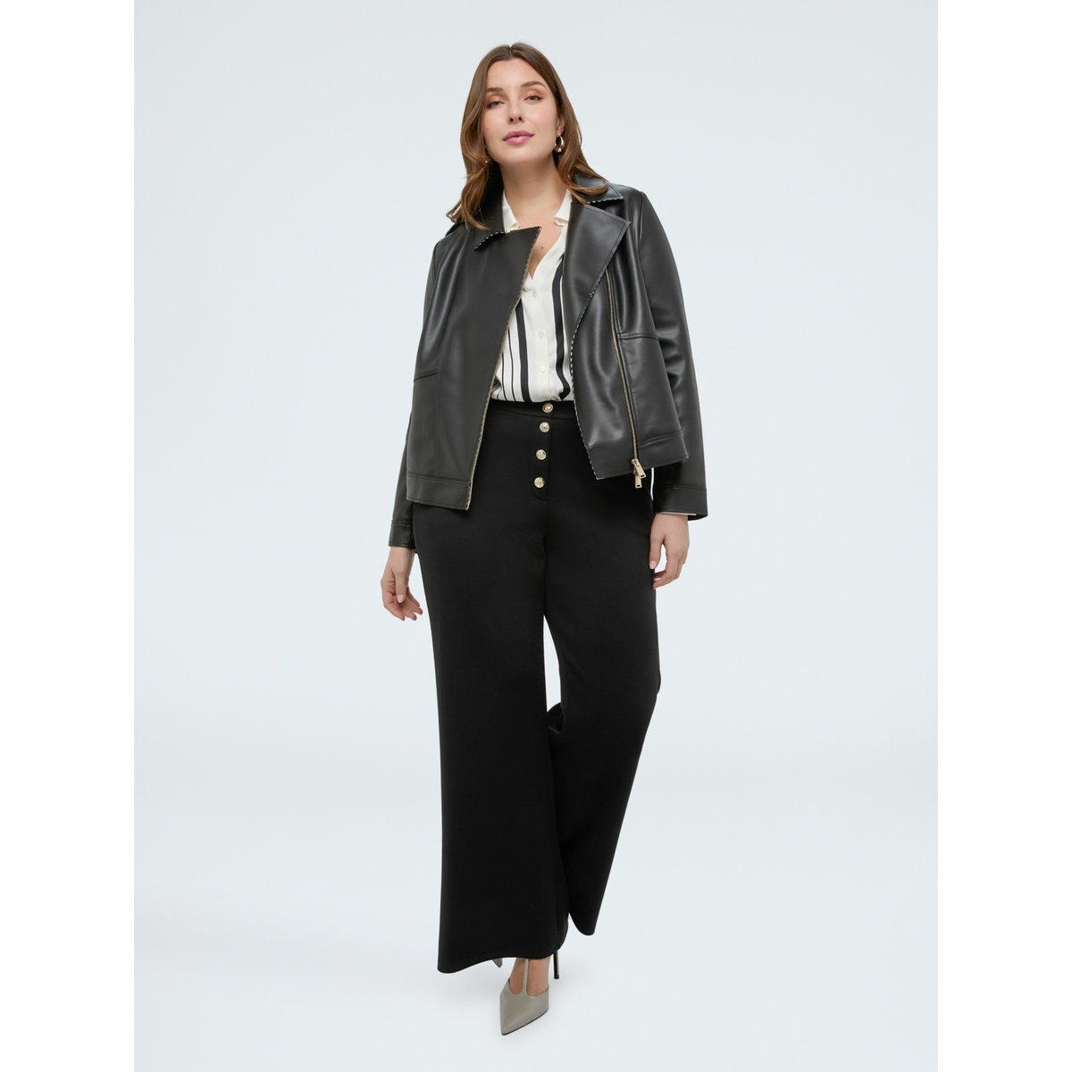 Veste biker avec détails à rayures noir, FIORELLA RUBINO