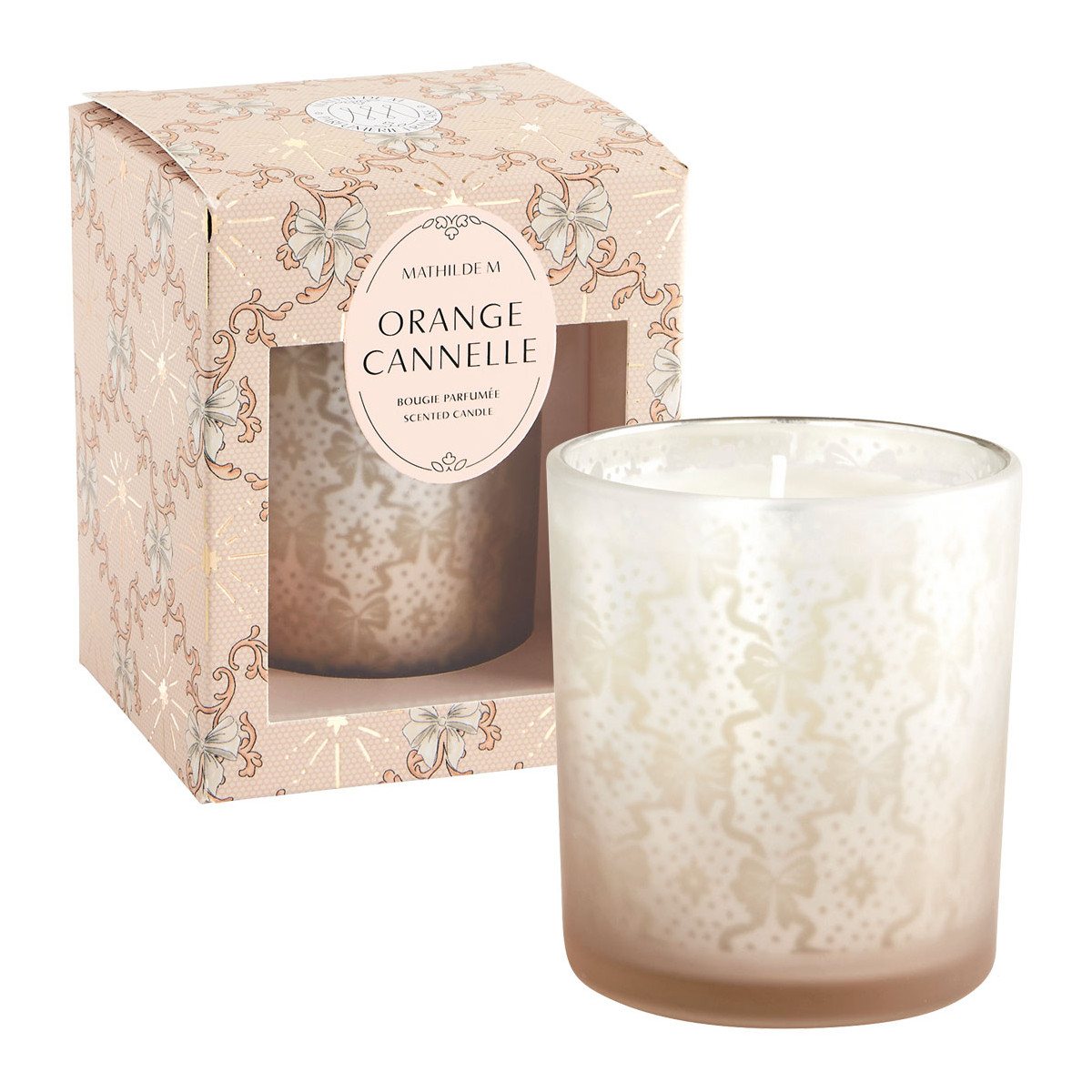 Bougie 160 g parfum Orange Cannelle RUBANS DE FÊTE orange, MATHILDE M