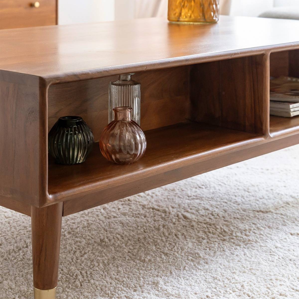 Table basse en bois d'acacia EMIEL bois foncé, MADE IN MEUBLES