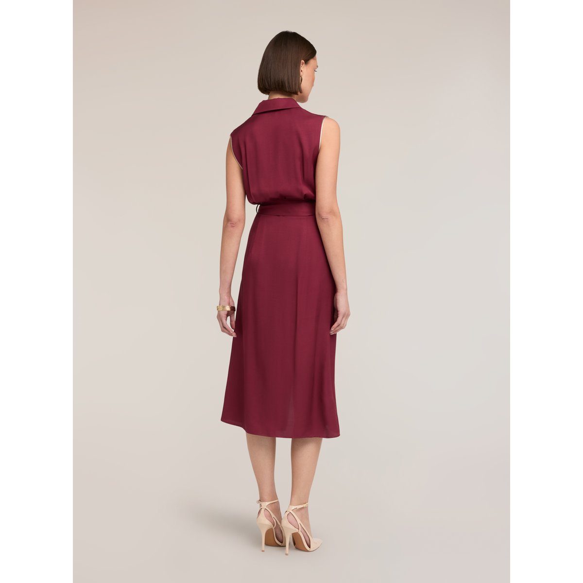 Robe chemisier avec ceinture burgundy, MOTIVI