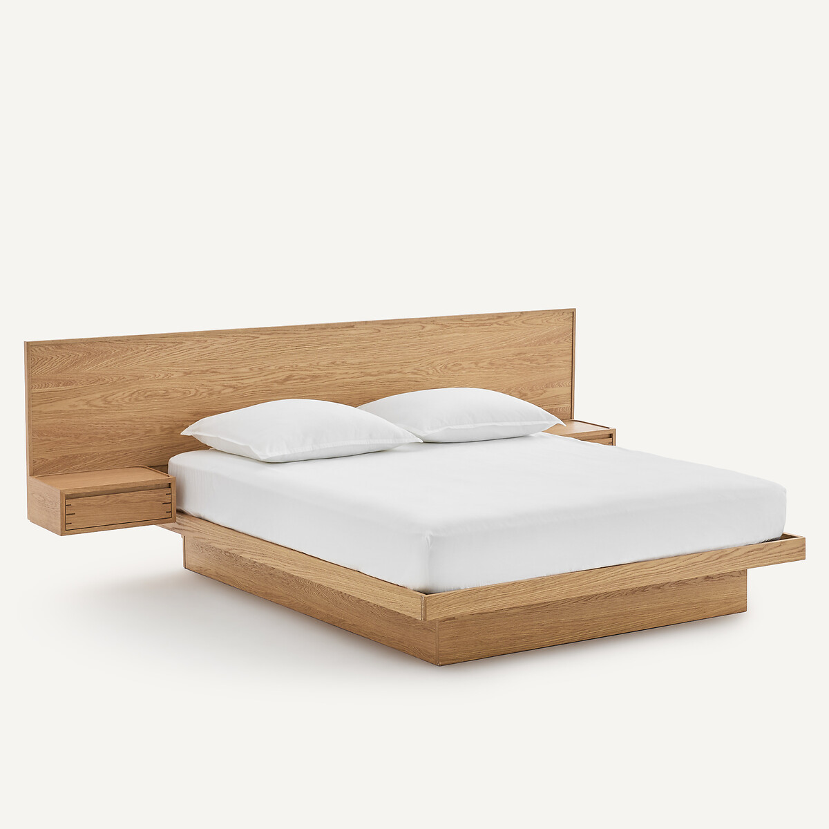 Hibashi Solid Oak and Oak Veneer Adjustable Storage Bed Base natural oak, AM.PM