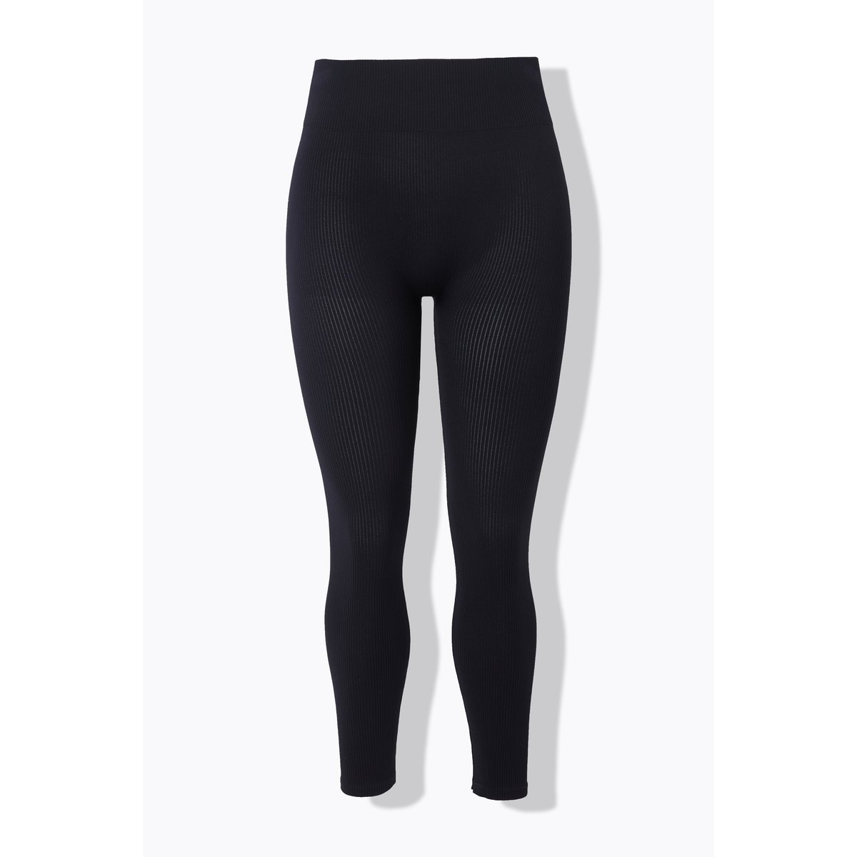 Legging en jersey côtelé avec taille large noir, ULLA POPKEN