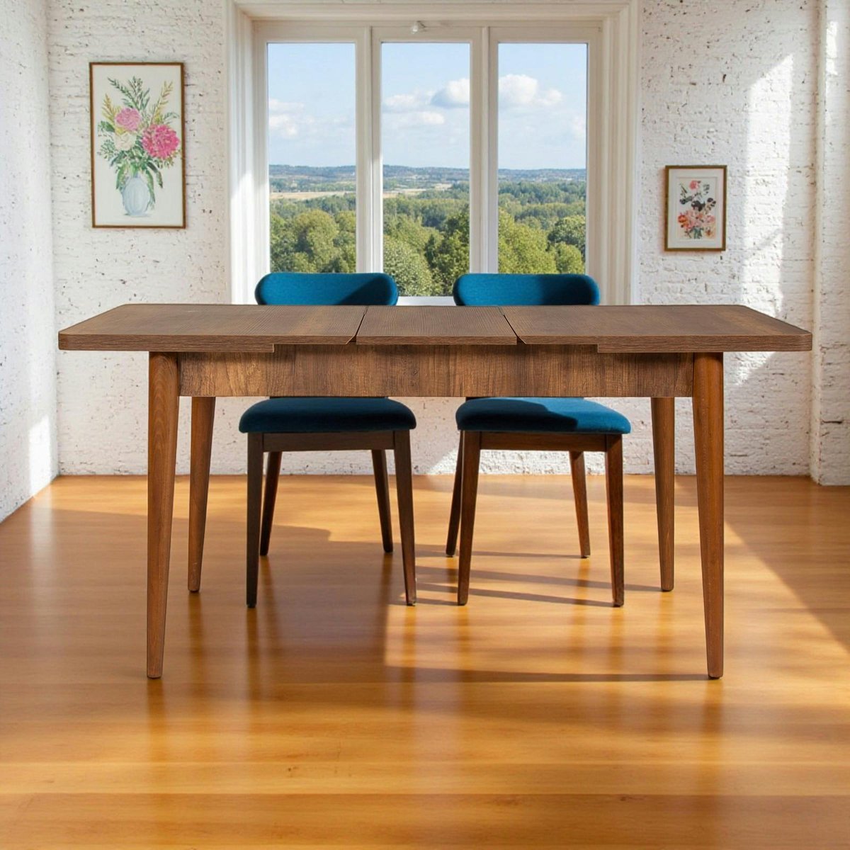 Table extensible 4/6 places - avec rangement ORINA bois foncé, PIER IMPORT