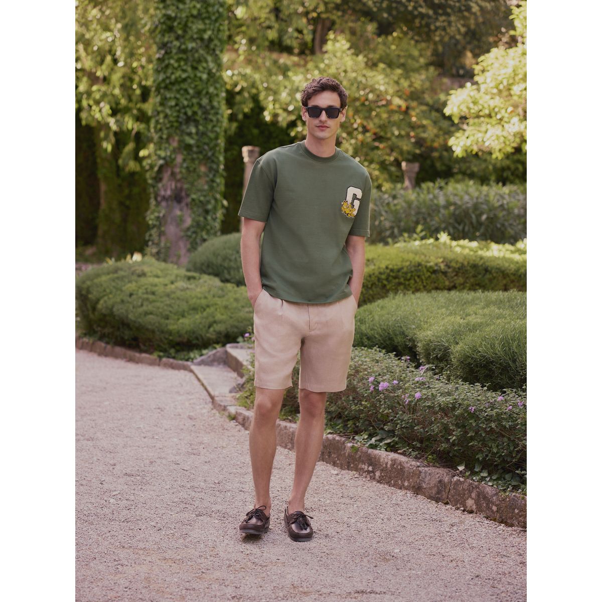 T-shirt standard style universitaire garfield vert, NEXT